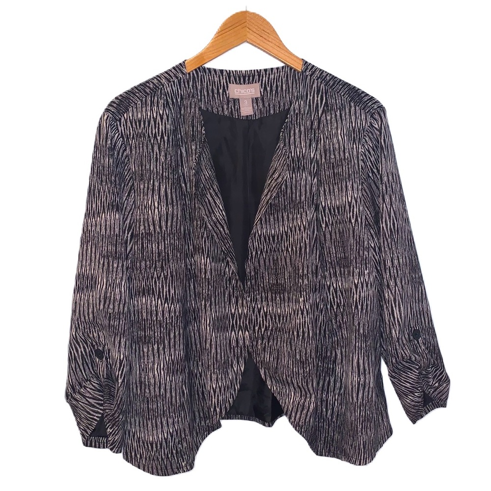 Chico’s Lightweight Abstract Open Blazer Size XL